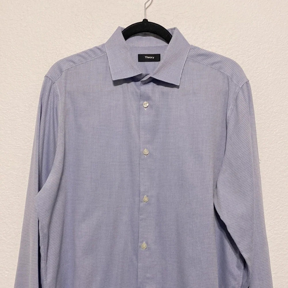 Theory Mens Dover Button Down Dress Shirt Light Blue Size L - Picture 3 of 5